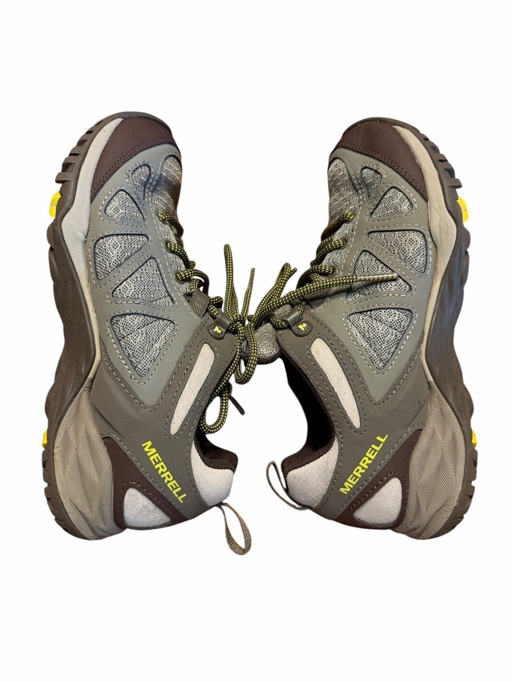 Merrell Women’s Hiking Trail Shoes Gray Dusty Olive Lace Up Sneakers Size 6.5